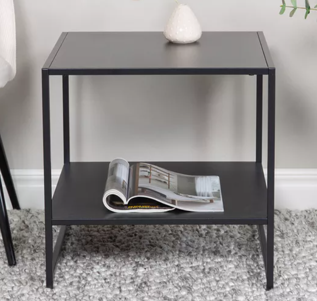 Square Metal Top Side Table with Shelf - 50x50x50 cms