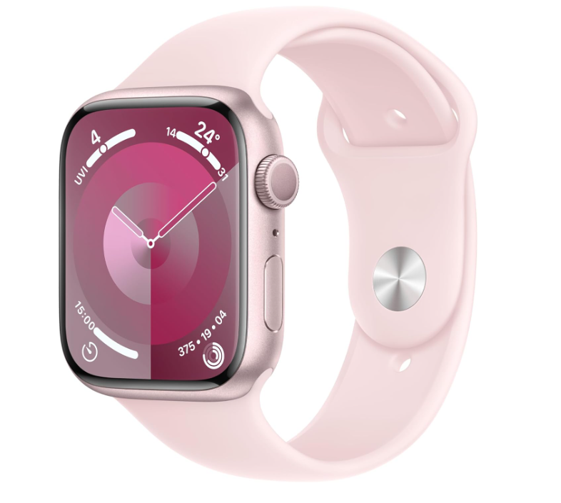 Apple Watch Series 9 [GPS 45mm] Smartwatch with Pink Aluminum Case with Pink Sport Band