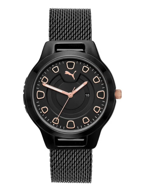 PUMA Reset V1 Analog Quartz Watch for Women With Black Metal Band