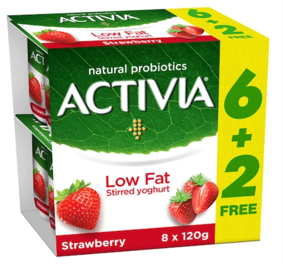 Activia Low Fat Strawberry Stirred Yoghurt 120g Pack of 8