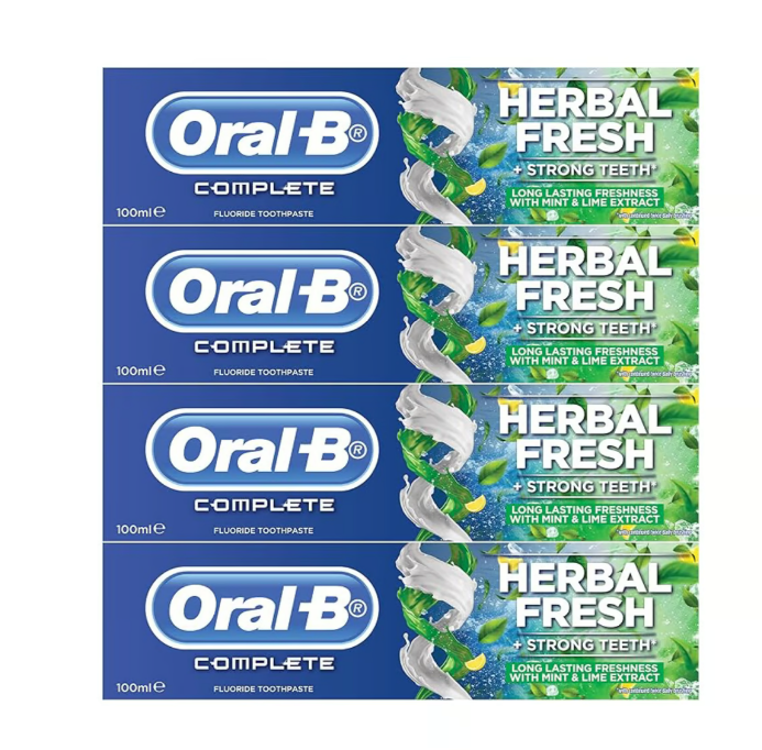Oral B Complete Herbal Fresh Toothpaste With Mint & Lime Extract 4 x 100 ml