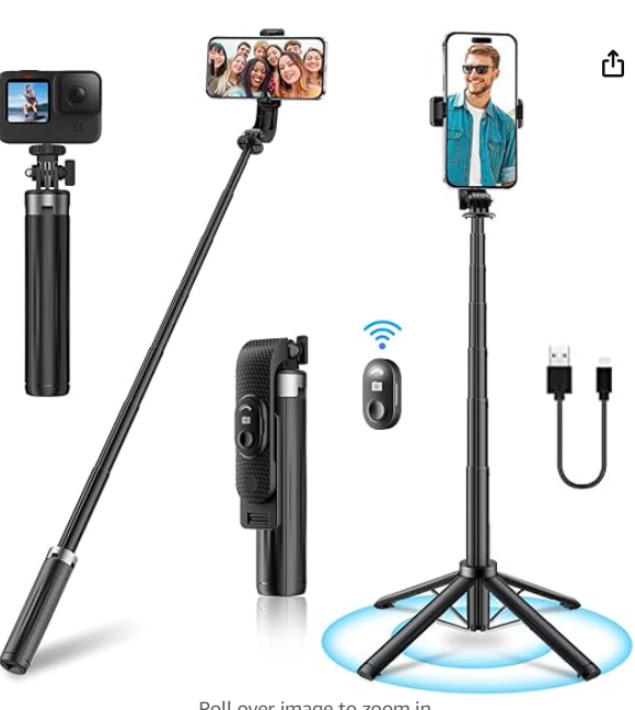 Tycom Selfie Stick 80cm Length Tripod Quadrapod, Extendable Selfie Stick