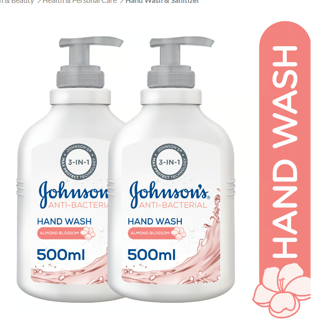 Johnson's Anti-Bacterial Handwash Almond Blossom 500 ml 1+1