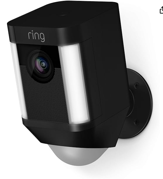Ring Spotlight Cam Battery HD Security Camera with Built Two-Way Talk and a Siren Alarm, Black, Works with Alexa