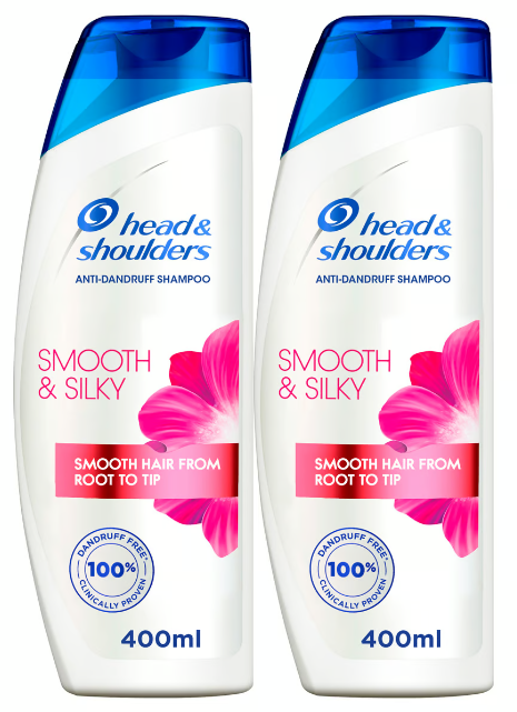 Head & Shoulders Smooth & Silky Anti-Dandruff Shampoo for Dry and Frizzy Hair 2 x 400 ml