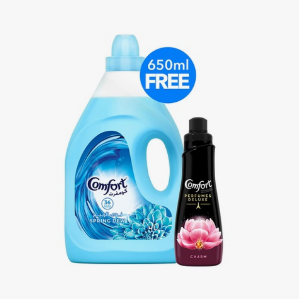 Comfort Spring Dew 4 ltr & Perfumes De Luxe 650ml Free