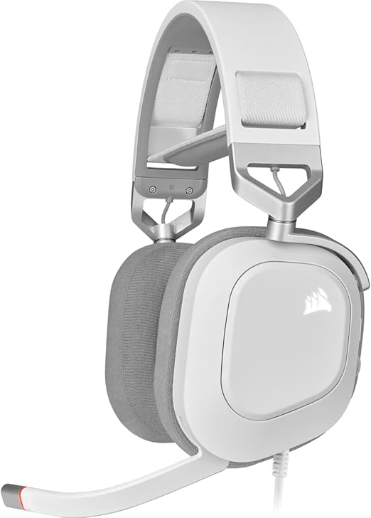 CORSAIR HS80 RGB USB Gaming Headset, Dolby Audio 7.1 Surround Sound Broadcast Grade Omni Directional Microphone, White , One Size