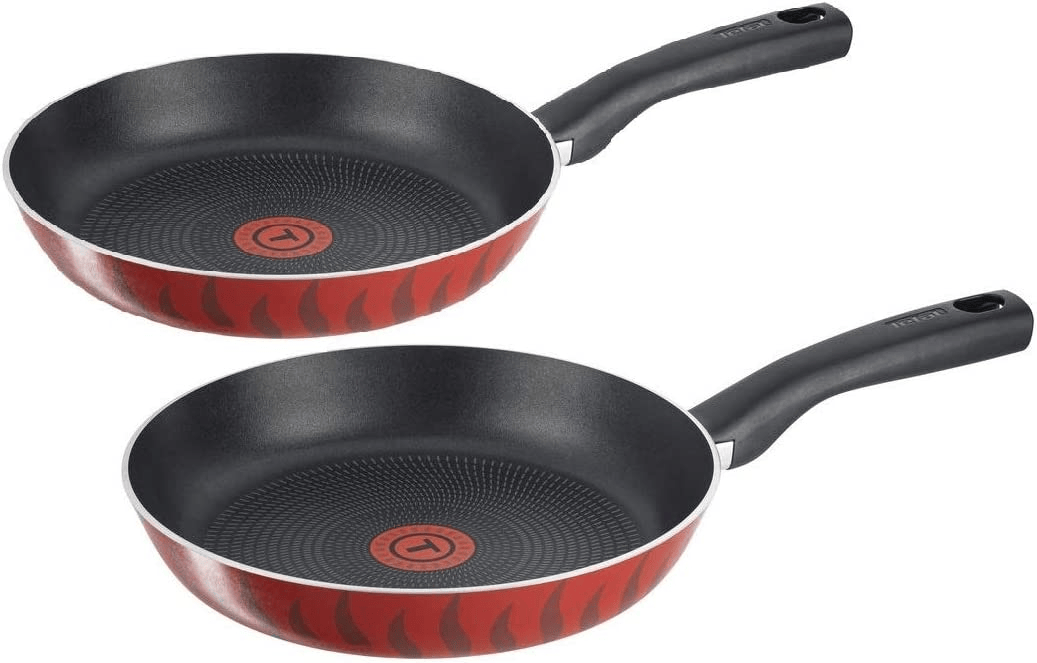 Tefal Tempo Flame Frypan, Red, 28 cm and 24 cm, C5480682P1, 2