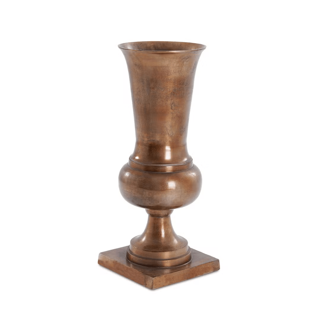 filzah aluminium floor vase 32x86cm - shiny brass