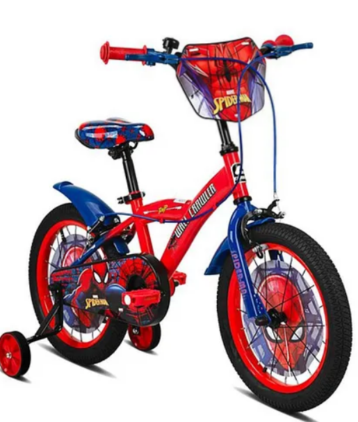 Spartan Spiderman Powered Bicycle, Rear Caliper Brakes, Easy Saddle Height Adjustment Red - 16 Inches